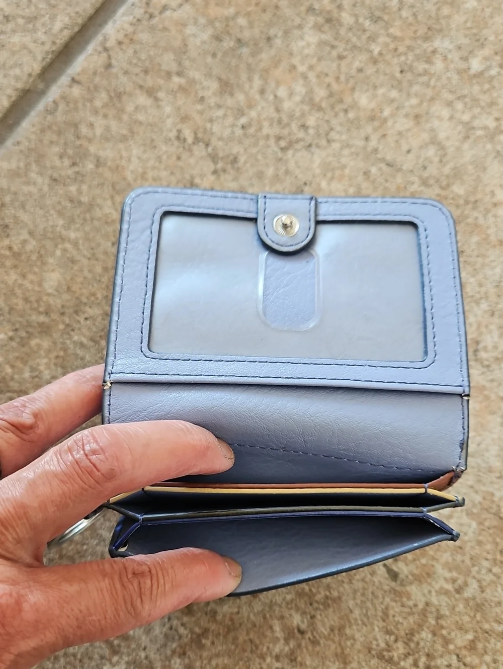 Fossil Light Blue Croc-Embossed Card Holder Keychain